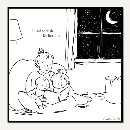 "Wish This Fois Deux" (GIRL + BABY) - Signed art print